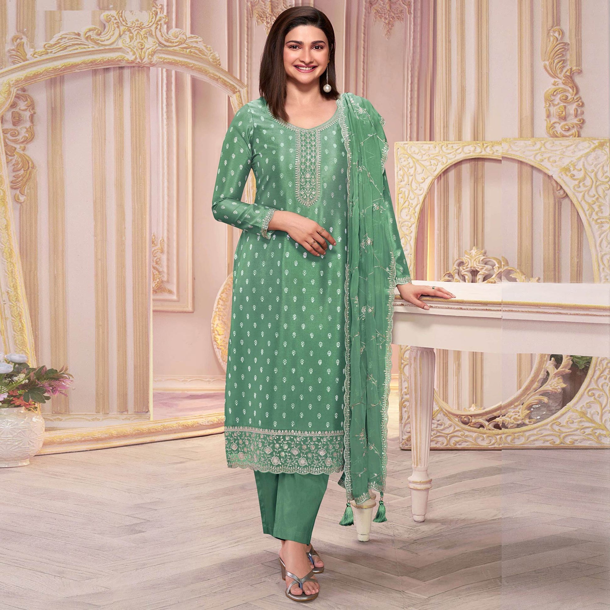 green-floral-sequins-embroidered-silk-georgette-semi-stitched-salwar-suit