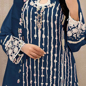 Morpich Floral Embroidered Georgette Semi Stitched Pakistani Suit