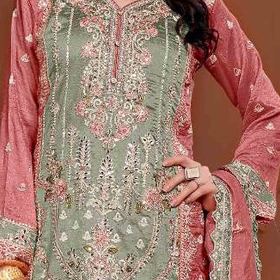 green-copper-rust-floral-sequins-embroidery-vichitra-silk-semi-stitched-pakistani-suit