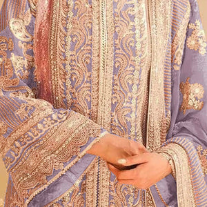 Lavender Floral Sequins Embroidery Georgette Semi Stitched Pakistani Suit