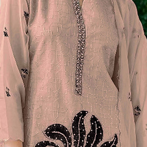 Chikoo Floral Sequins Embroidered Organza Semi Stitched Pakistani Suit