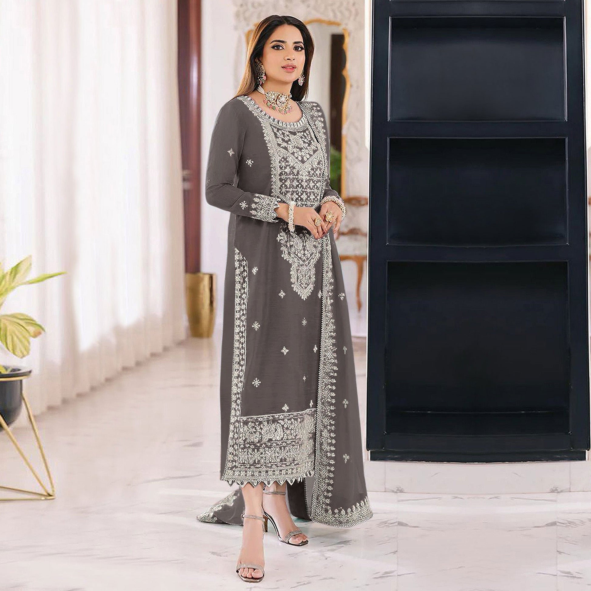 grey-embroidered-organza-pakistani-dress-material