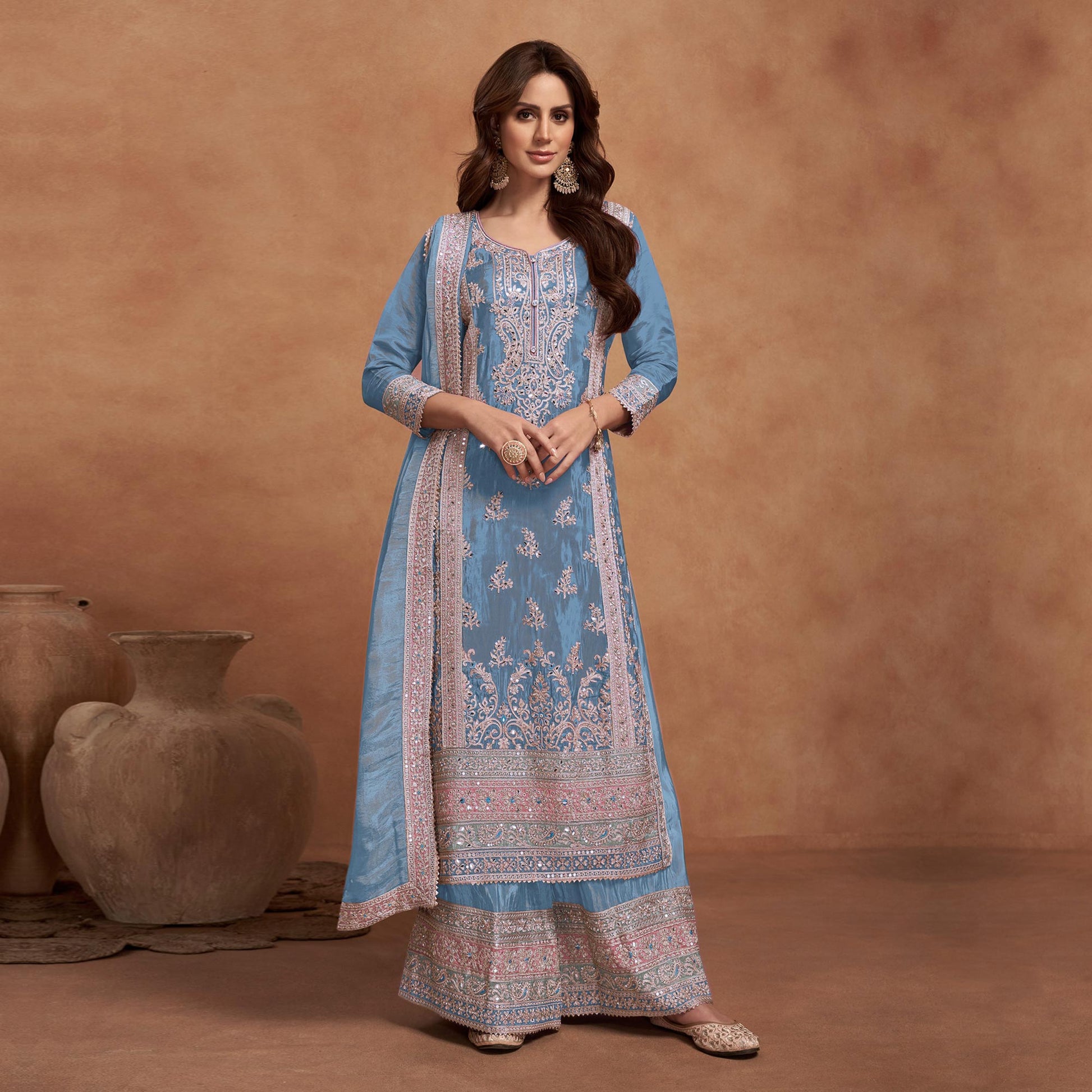 grey-floral-sequins-embroidered-vichitra-silk-semi-stitched-palazzo-suit