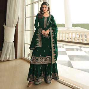 green-floral-sequins-embroidered-georgette-semi-stitched-dress-material