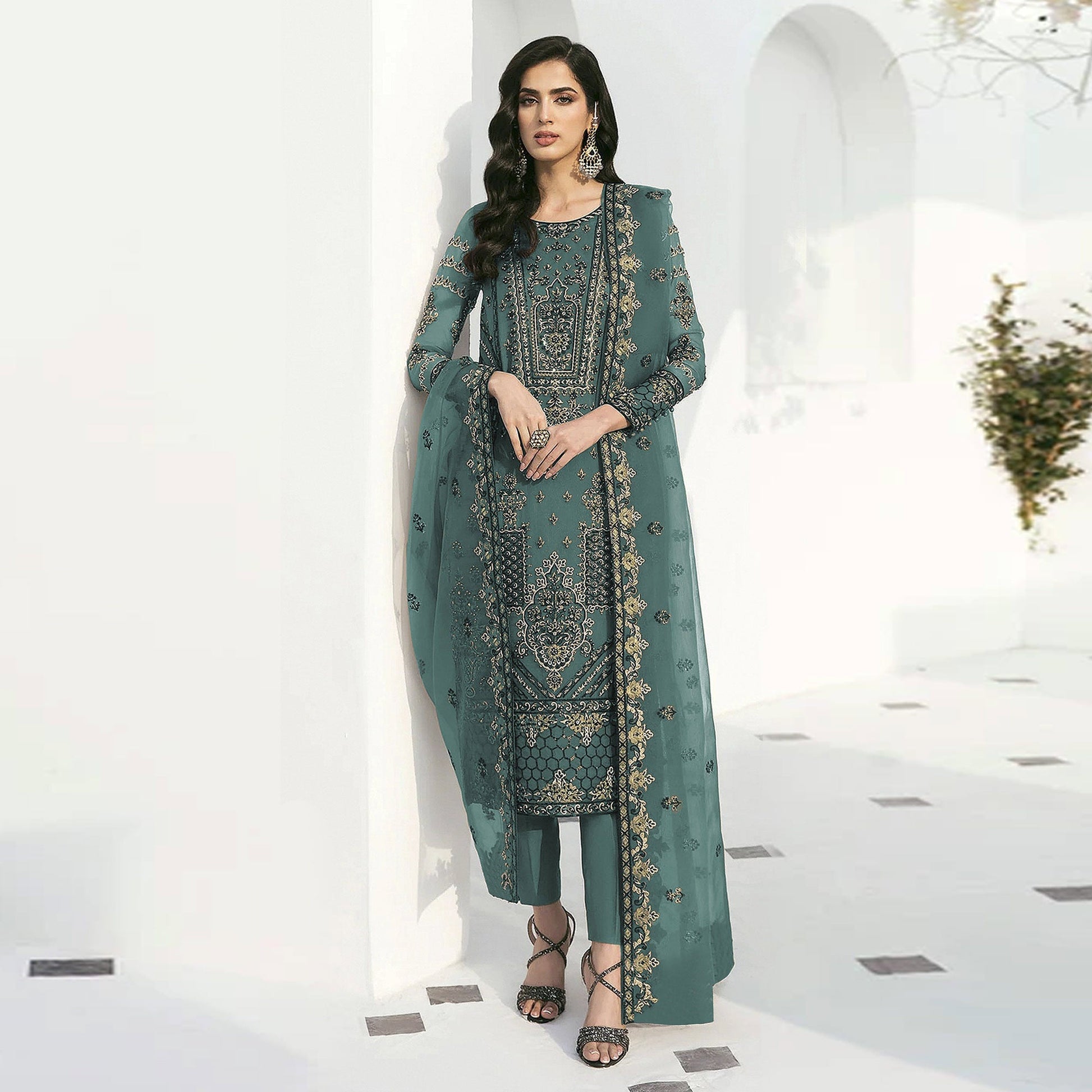 green-floral-embroidered-georgette-semi-stitched-pakistani-suit-1