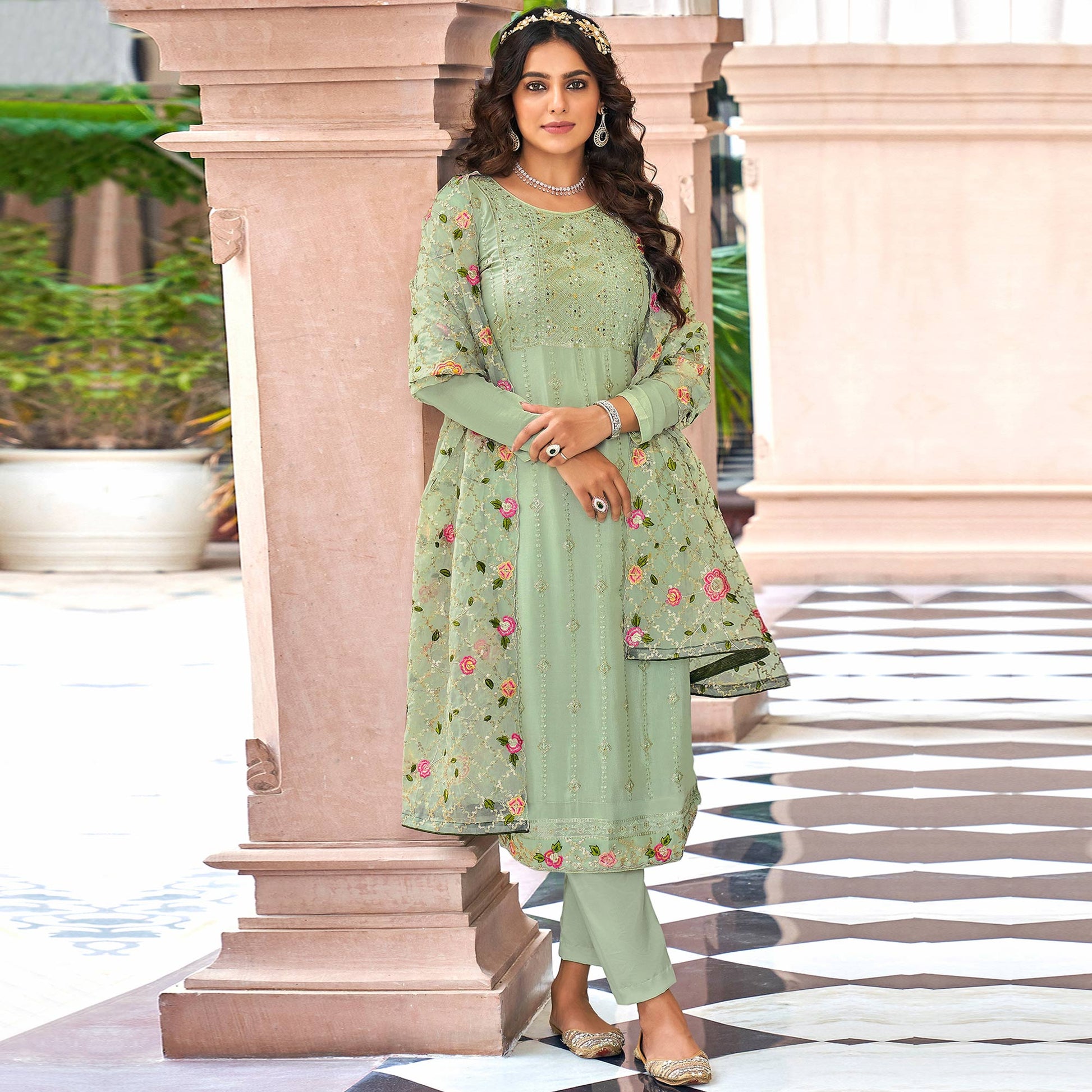 green-floral-sequins-embroidered-georgette-semi-stitched-salwar-suit