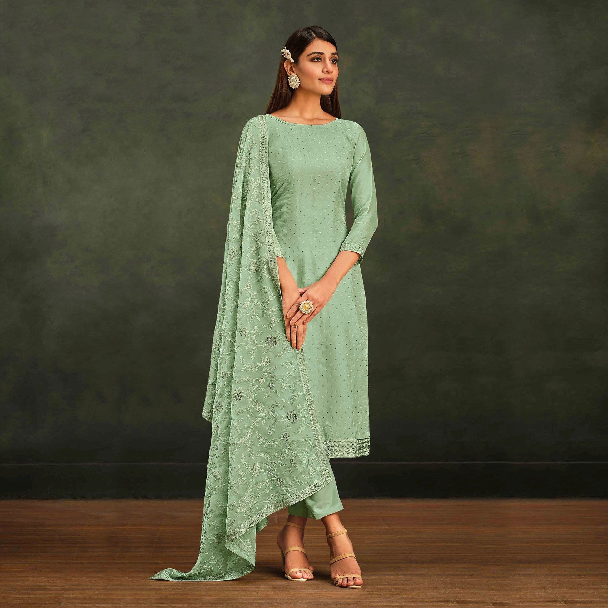 green-swarovski-work-organza-semi-stitched-salwar-suit