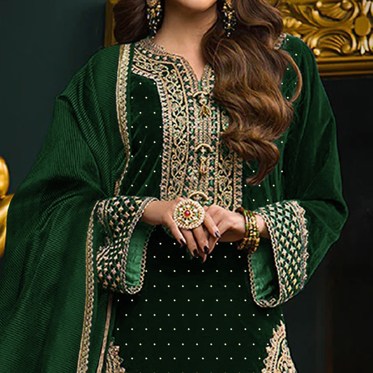 green-embroidered-velvet-semi-stitched-salwar-suit