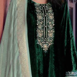 green-embroidered-velvet-semi-stitched-salwar-suit-1