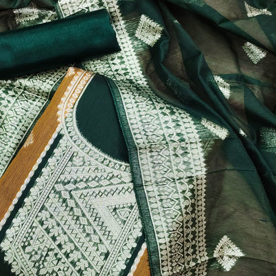green-woven-chanderi-dress-material-2