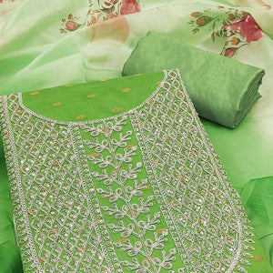 1green-woven-with-sequins-embroidered-chanderi-dress-material-5