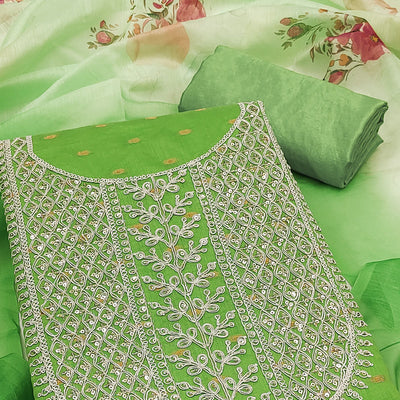 1green-woven-with-sequins-embroidered-chanderi-dress-material-5