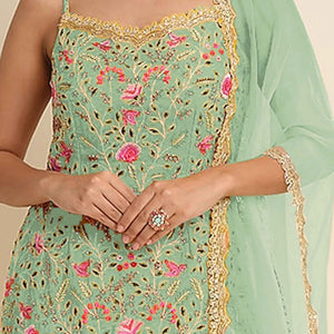 green-floral-sequins-embroidered-georgette-semi-stitched-suit-9