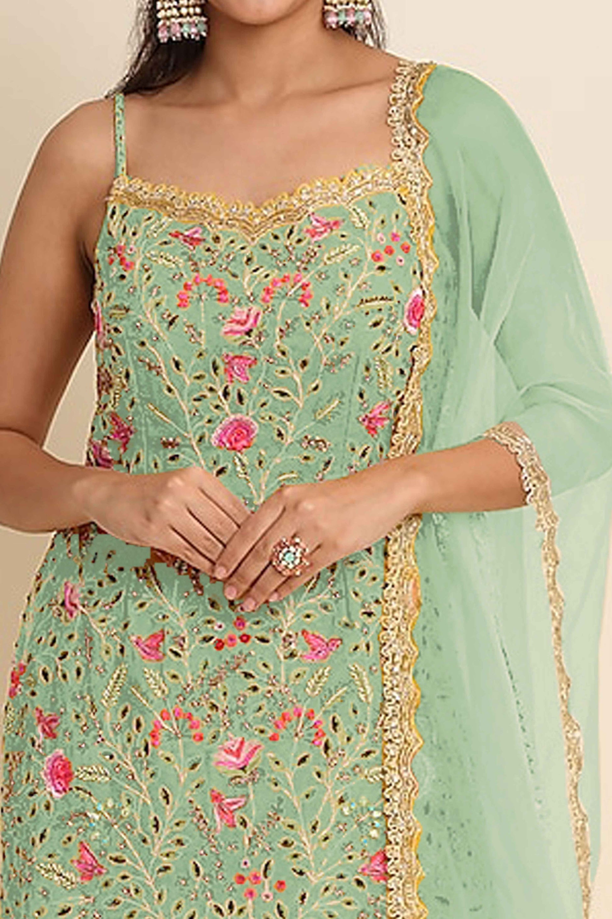 green-floral-sequins-embroidered-georgette-semi-stitched-suit-9