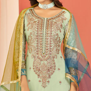 green-floral-sequins-embroidered-georgette-semi-stitched-pakistani-suit