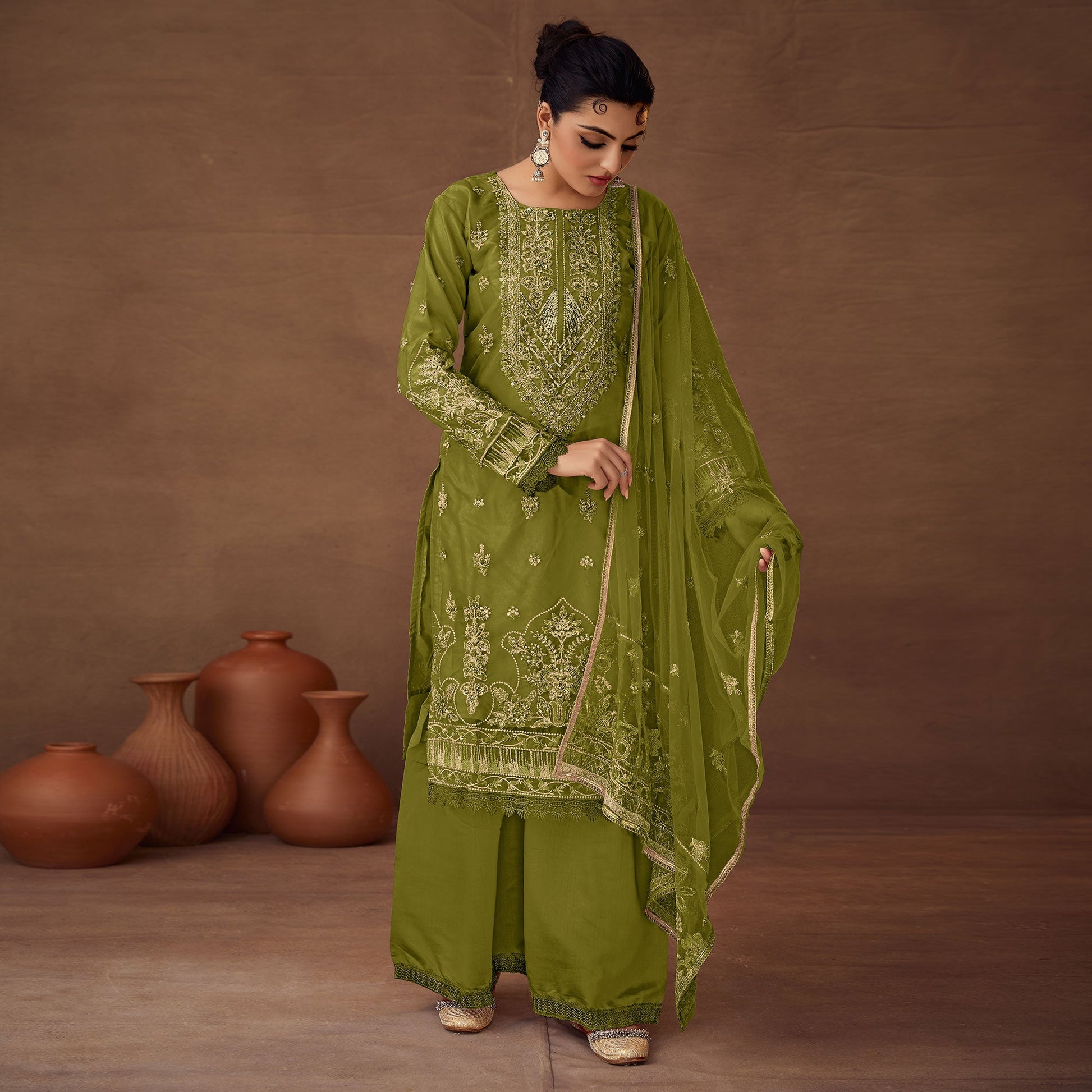 green-floral-embroidered-semi-stitched-pakistani-suit