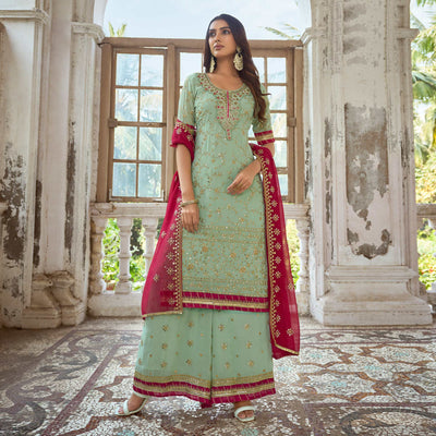 green-floral-embroidered-georgette-semi-stitched-suit-3