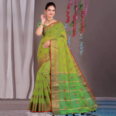 orange-floral-woven-cotton-silk-saree-with-tassels-6