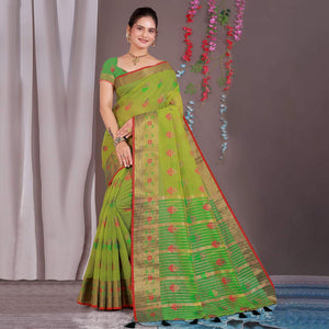 red-floral-woven-cotton-silk-saree-with-tassels-4