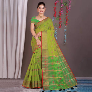 yellow-floral-woven-cotton-silk-saree-with-tassels-10