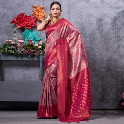 Light Pink Woven Kanjivaram Silk Saree