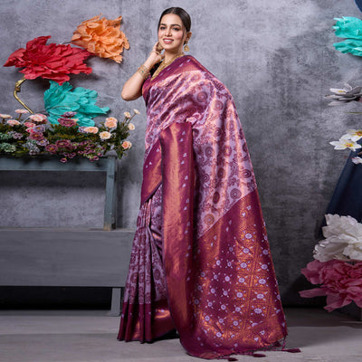 Lavender Woven Kanjivaram Silk Saree