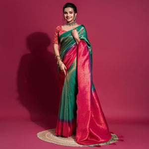 green-pink-woven-kanjivaram-silk-saree-with-tassels