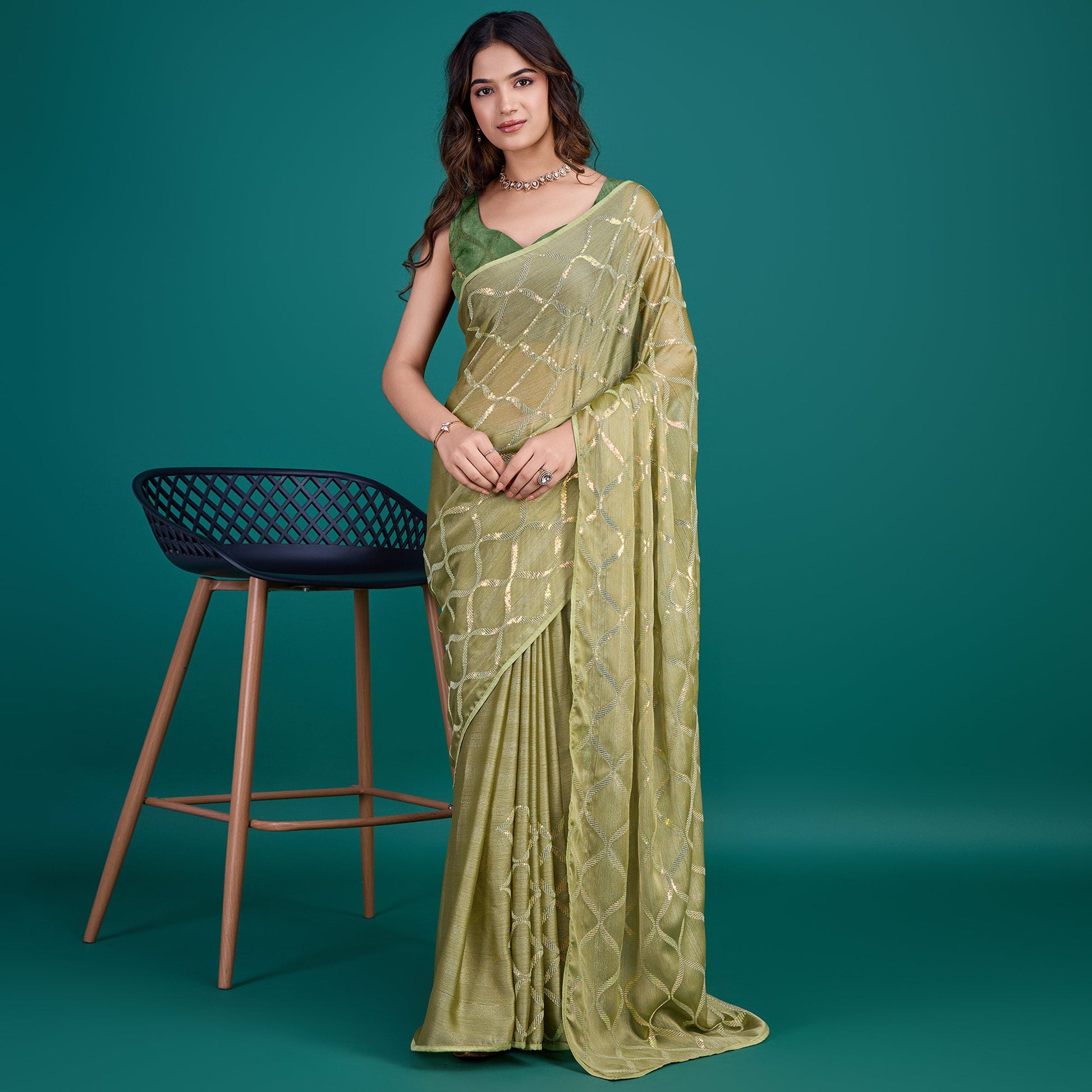 green-sequins-embroidered-georgette-saree-9