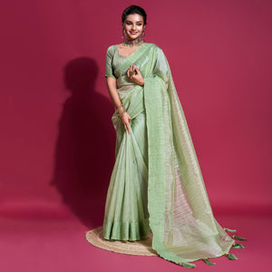 green-woven-organza-zari-saree-withtassels