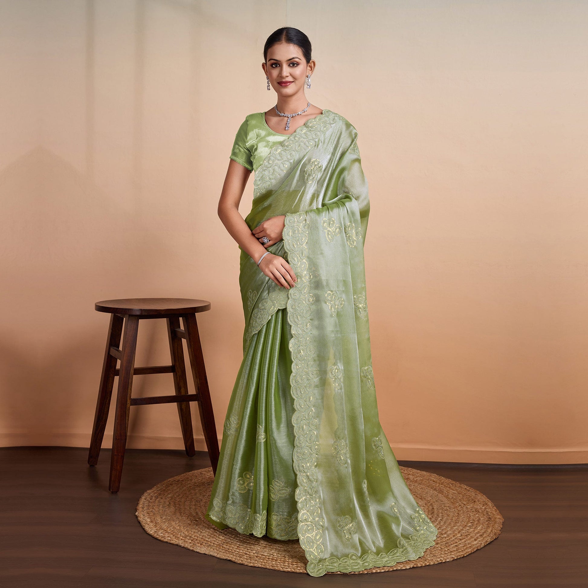 green-sequins-embroidered-organza-saree-3