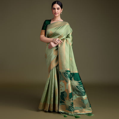 green-floral-woven-banarasi-silk-saree-7