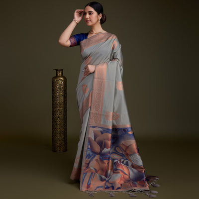grey-floral-woven-banarasi-silk-saree-3