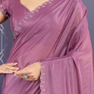 Mauve Swarovski Work Embellished Georgette Saree