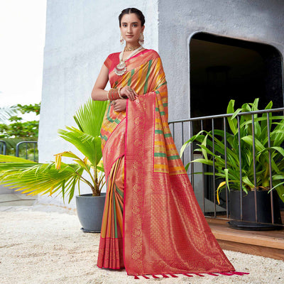Multicolor Floral Woven Kanjivaram Silk Saree