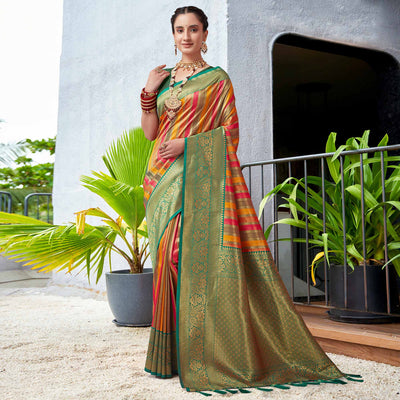 Multicolor Floral Woven Kanjivaram Silk Saree