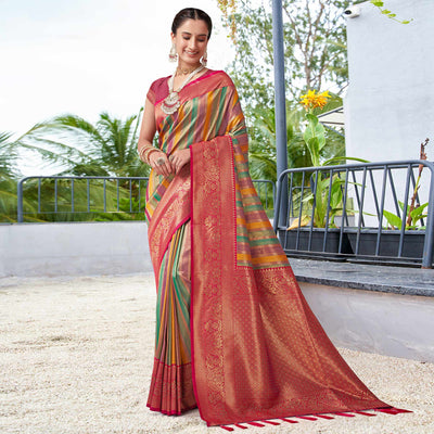 Multicolor Floral Woven Kanjivaram Silk Saree