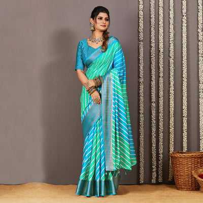 green-blue-printed-dola-silk-saree-with-zari-border-1