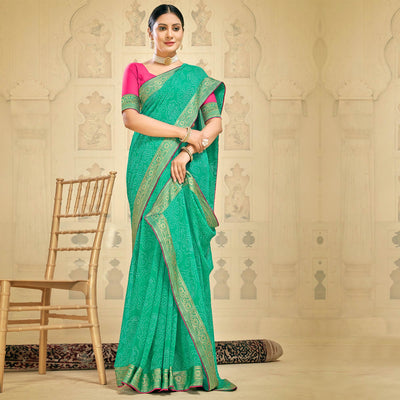 green-bandhani-printed-georgette-saree-1