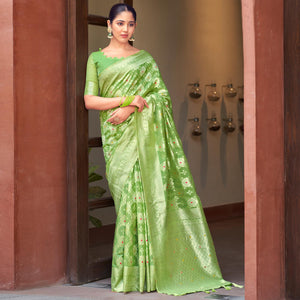 green-woven-cotton-silk-saree-with-tassels-17