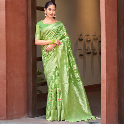green-woven-cotton-silk-saree-with-tassels-17