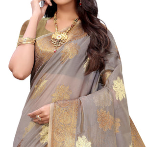 grey-festive-wear-floral-woven-organza-banarasi-saree-133847