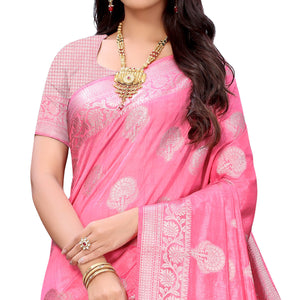 Gajari Pink Festive Wear Woven Art Silk Saree