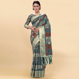 Multicolor Digital Printed Pure Cotton Saree