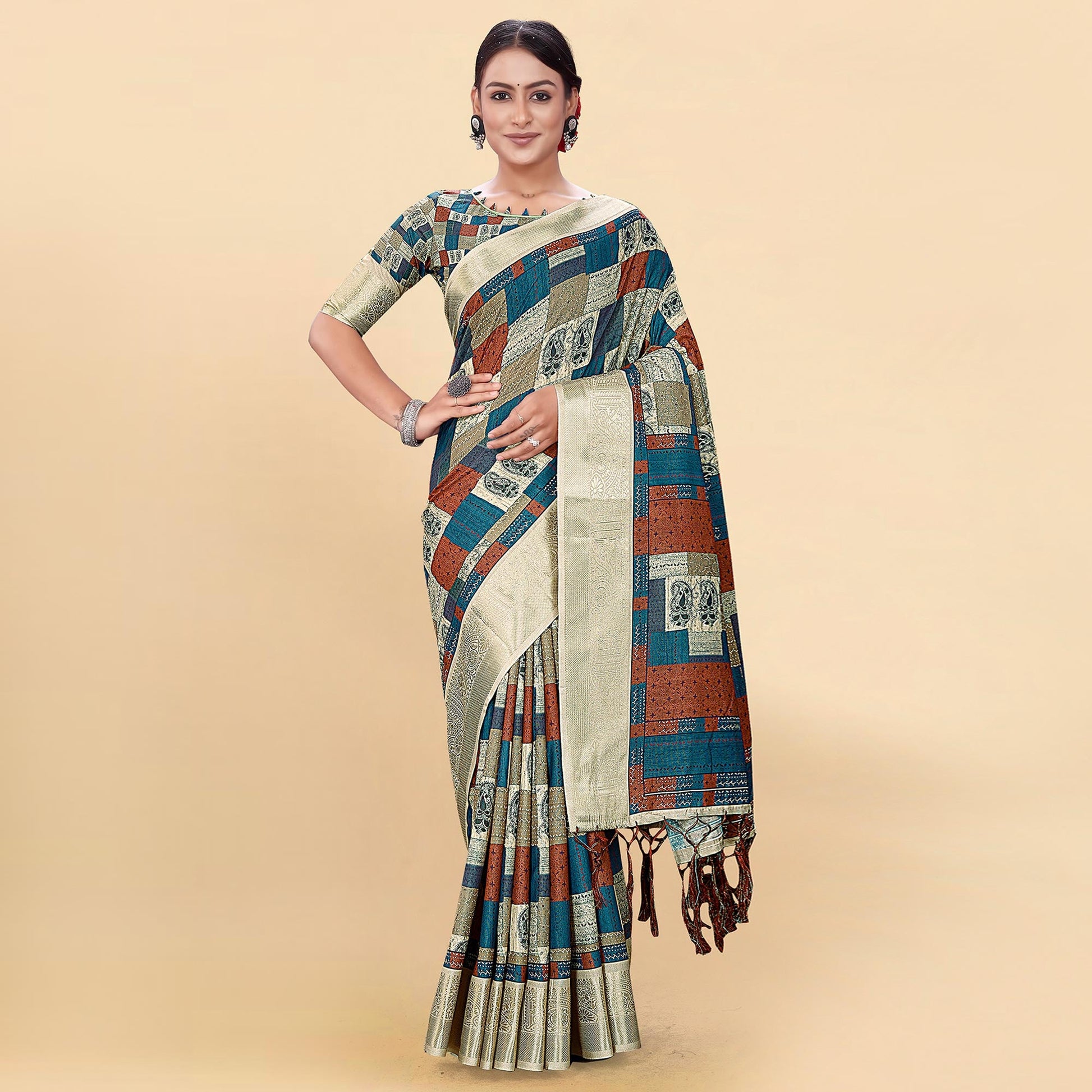 Light Pista Green Digital Printed Pure Cotton Saree