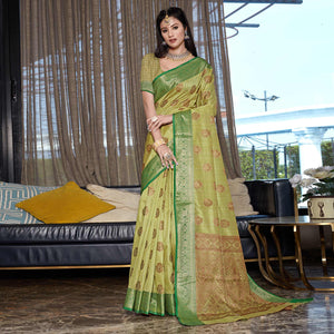 green-floral-woven-cotton-blend-saree-1