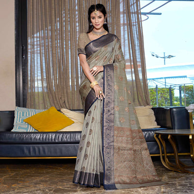 grey-floral-woven-cotton-blend-saree