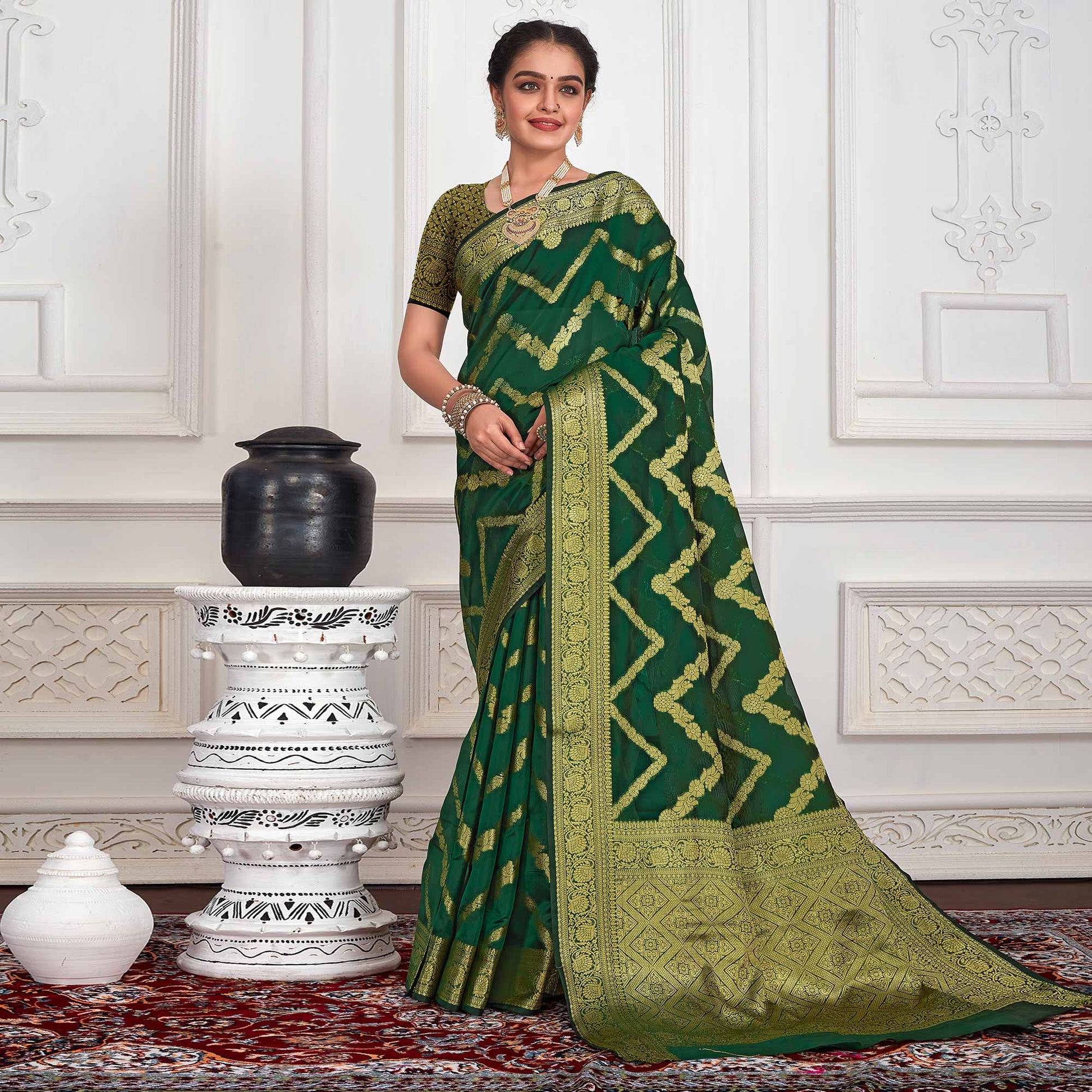 green-floral-woven-organza-saree-15