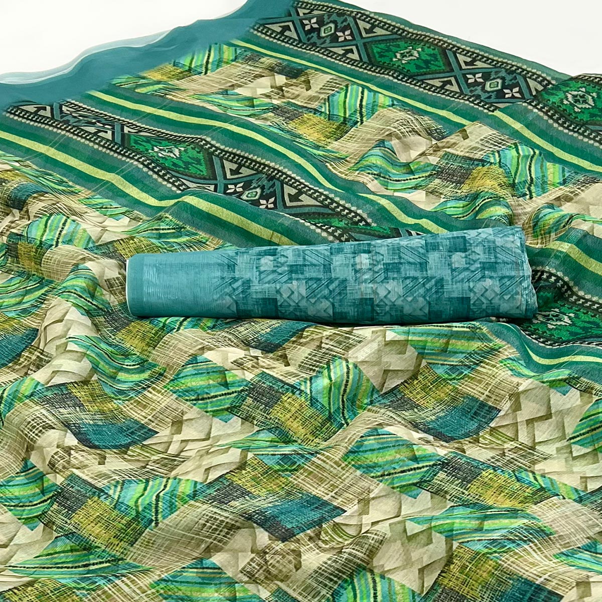 green-blue-digital-printed-cotton-blend-saree