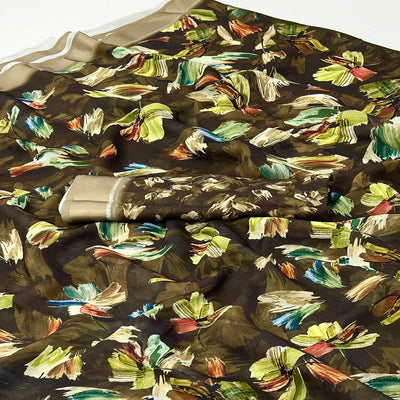 Brown Digital Printed Georgette Saree