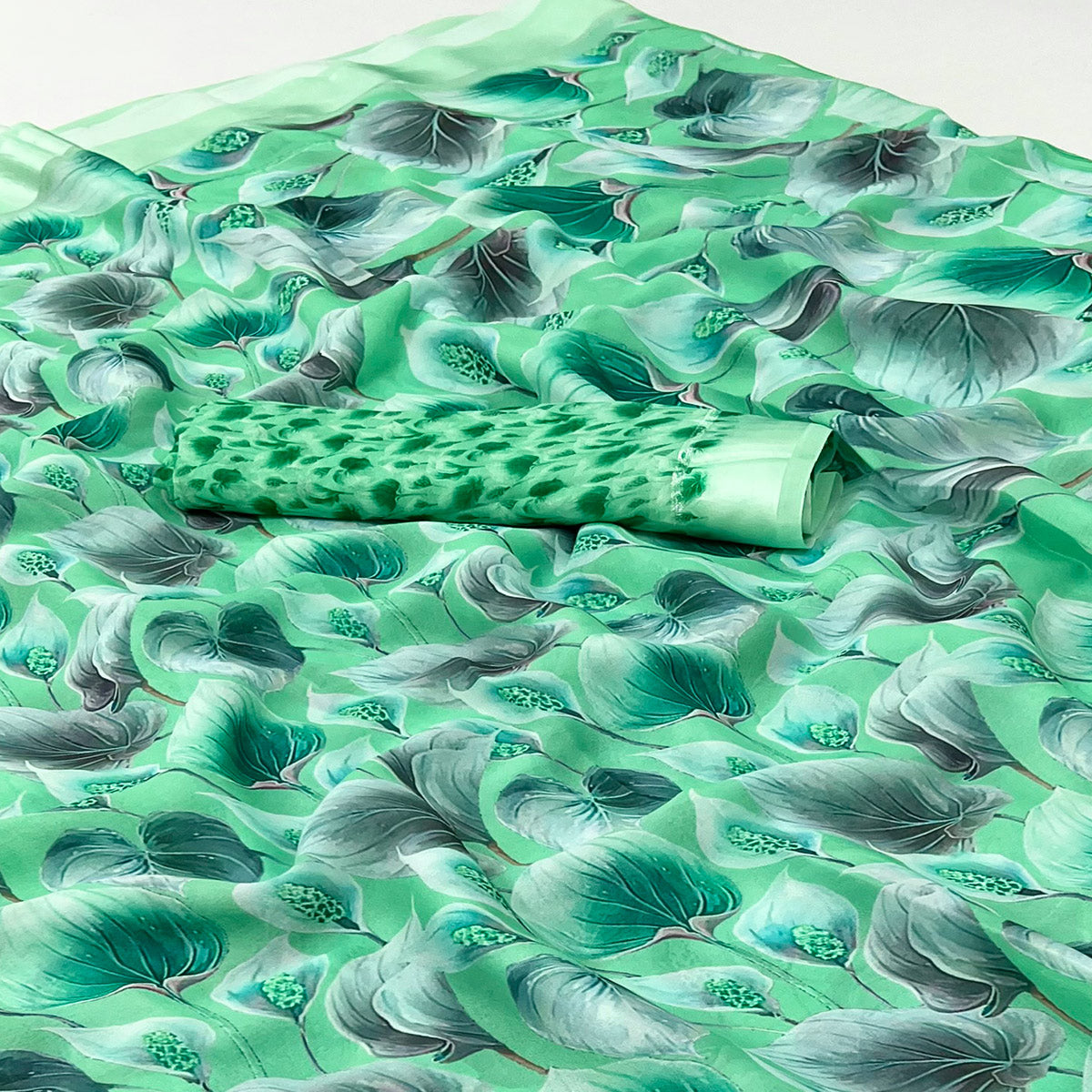 Light Turquoise Digital Printed Georgette Saree